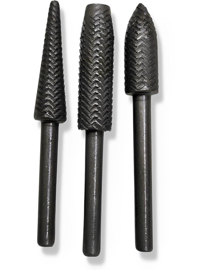 ZIODIC High Speed Metal File Burr Drill Bit Set Metal Working Rasps 1/4" / 6.35mm Shank Burs Tools Cutting Tool Black 5pcs/set, High Speed Steel, Round - Image 2
